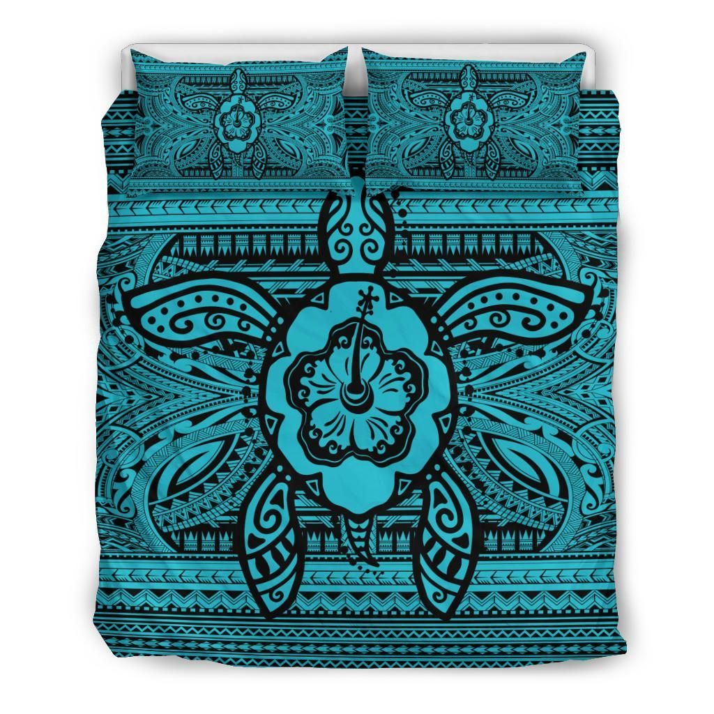 Hawaiian Turtle Polynesian Tribal Blue Bedding Set