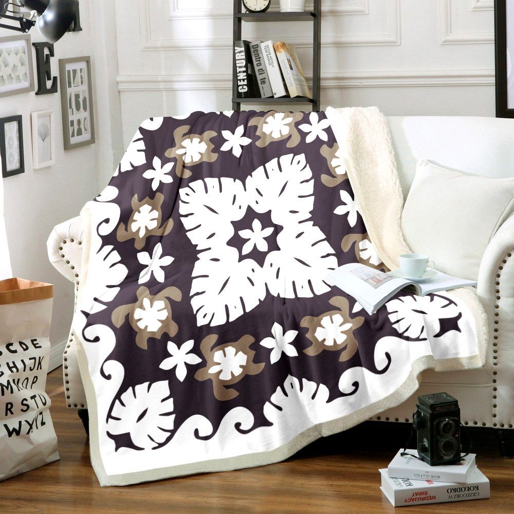 Hawaiian Turtle Sherpa Fleece Blanket