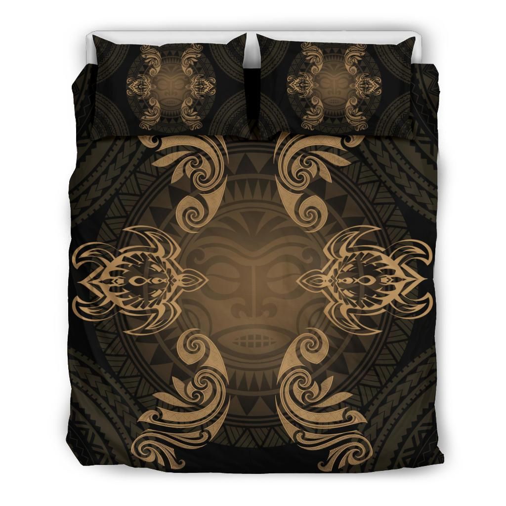 Hawaiian Turtles Tribal Mask Gold Bedding Set