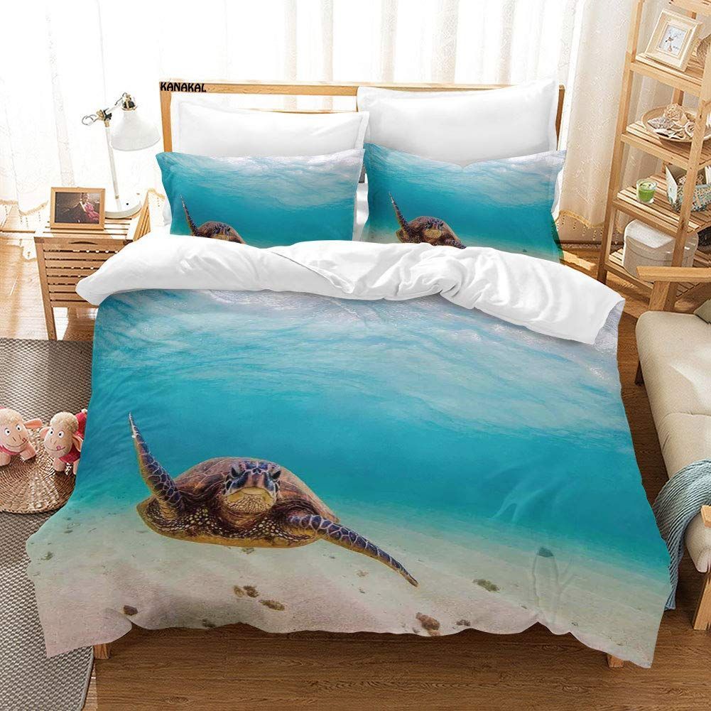Hawaiian Underwater Scuba Diving Sea Turtle Bedding Set