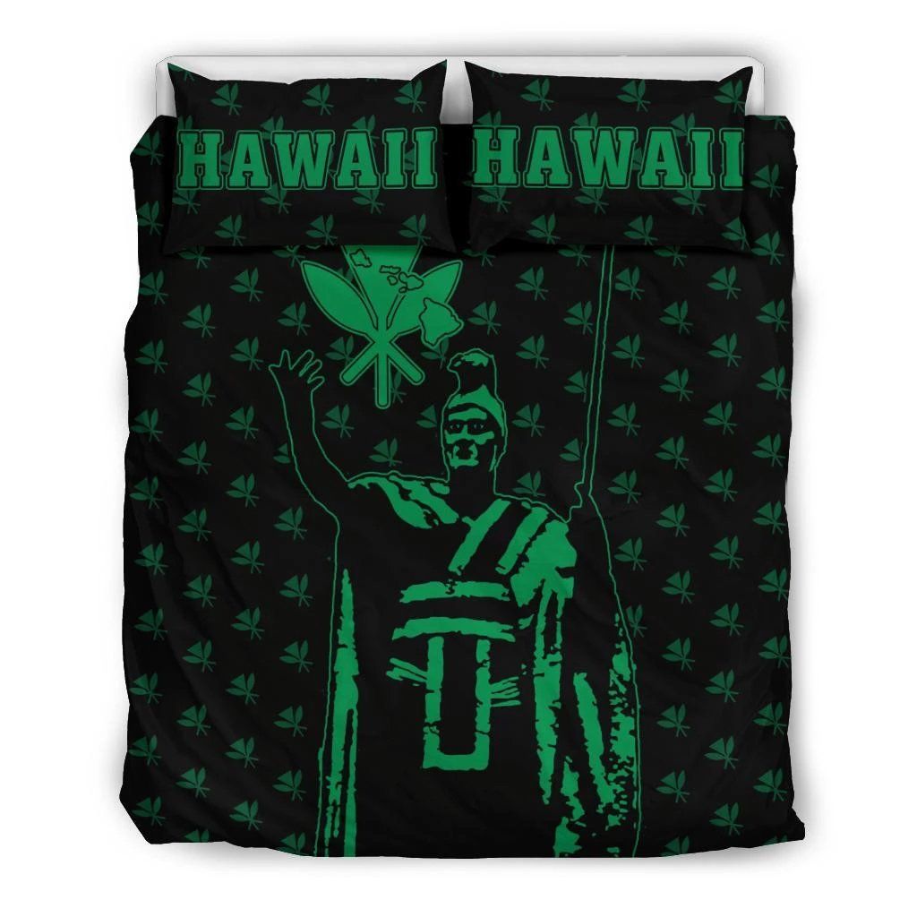 Hawaiian Warrior King Kanaka Maoli Green Bedding Set