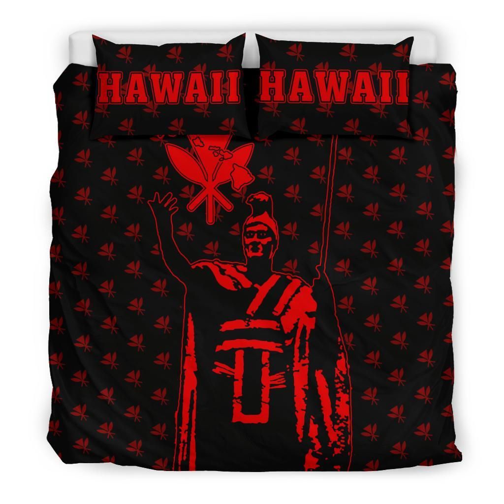 Hawaiian Warrior King Kanaka Maoli Red Bedding Set