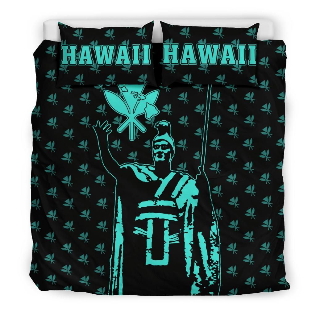 Hawaiian Warrior King Kanaka Maoli Turquoise Bedding Set
