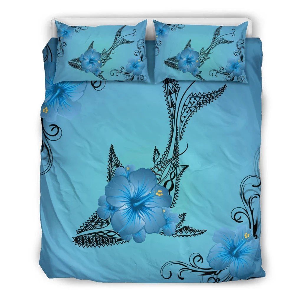 Hawaiian Whale Hibiscus Polynesian Bedding Set