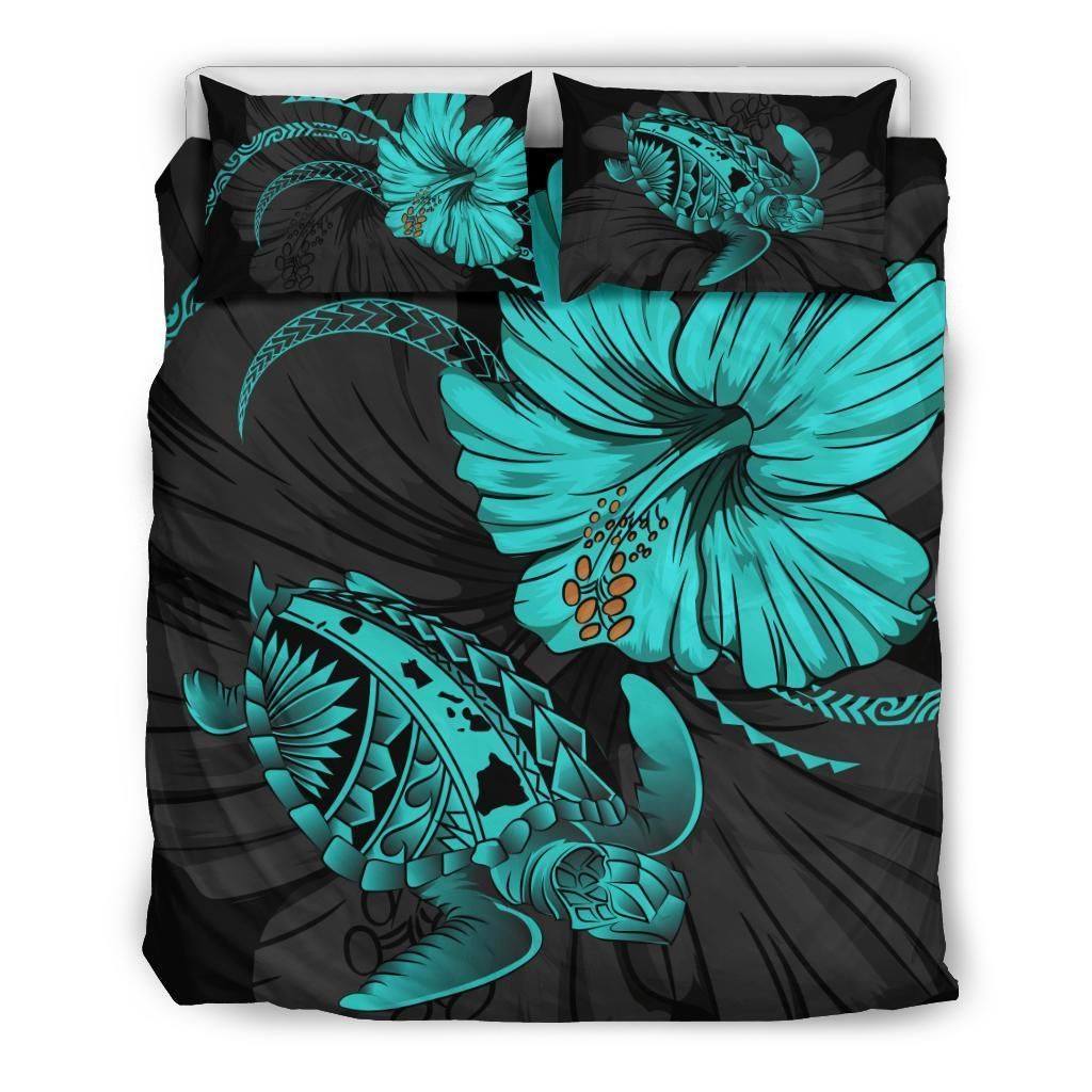 Hawaiianturtle Acacia And Hibiscus Polynesian Bedding Set