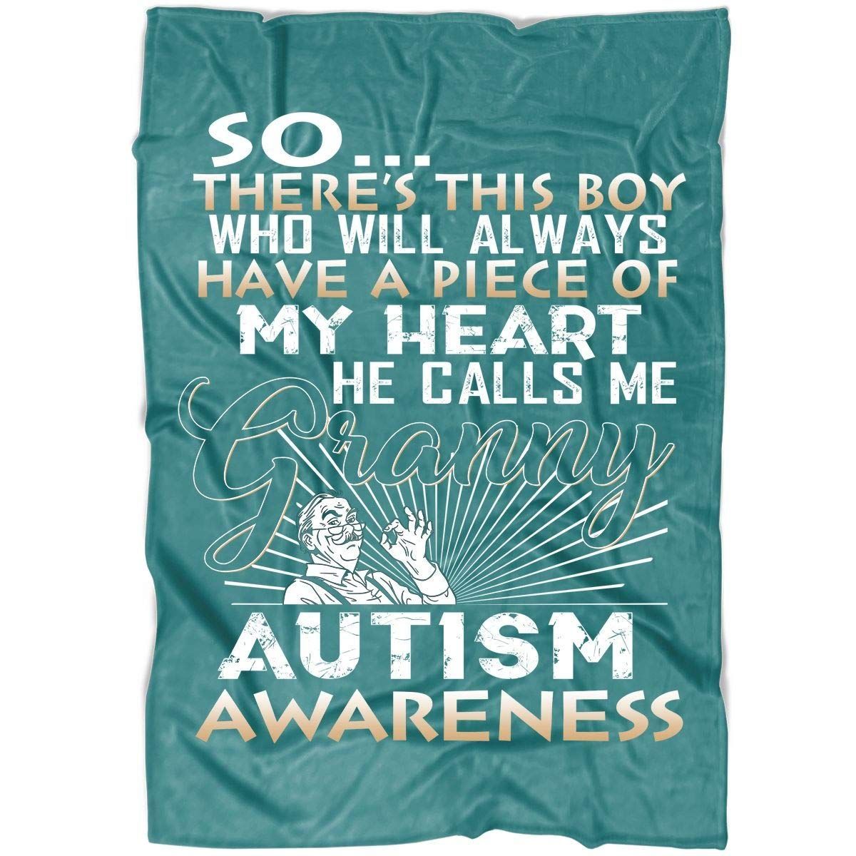 He Calls Me Granny Autism Awareness Sherpa Fleece Blanket