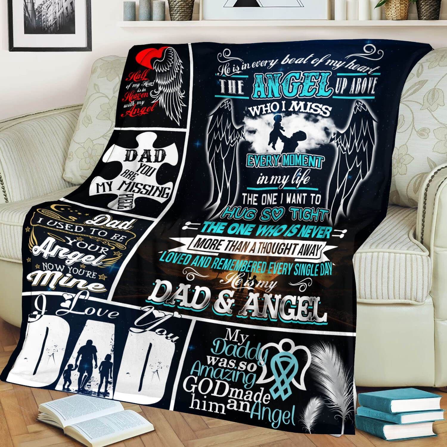 He Is My Dad And Angel Sherpa Fleece Blanket