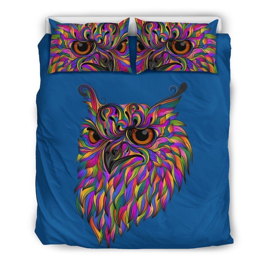 Head Owl Colorful Art Bedding Set