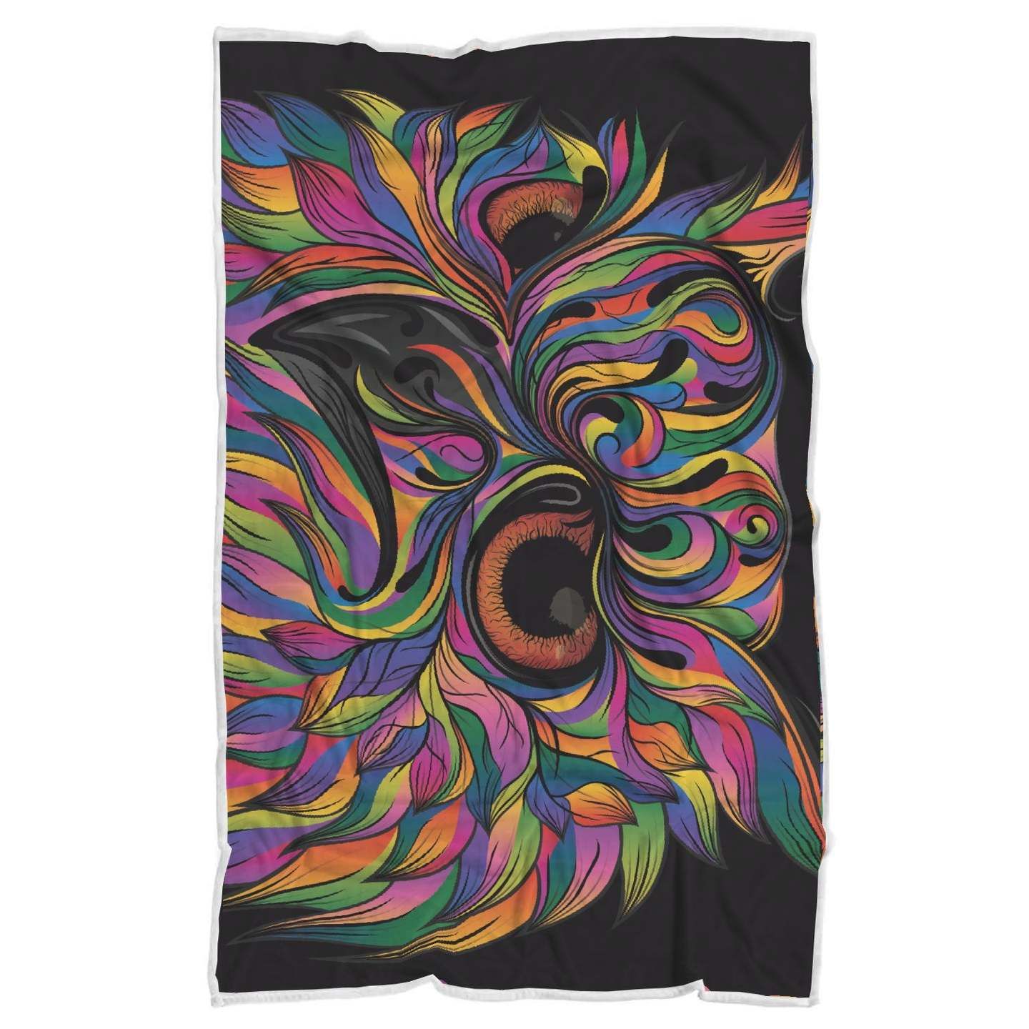 Head Owl Colorful Art Sherpa Fleece Blanket