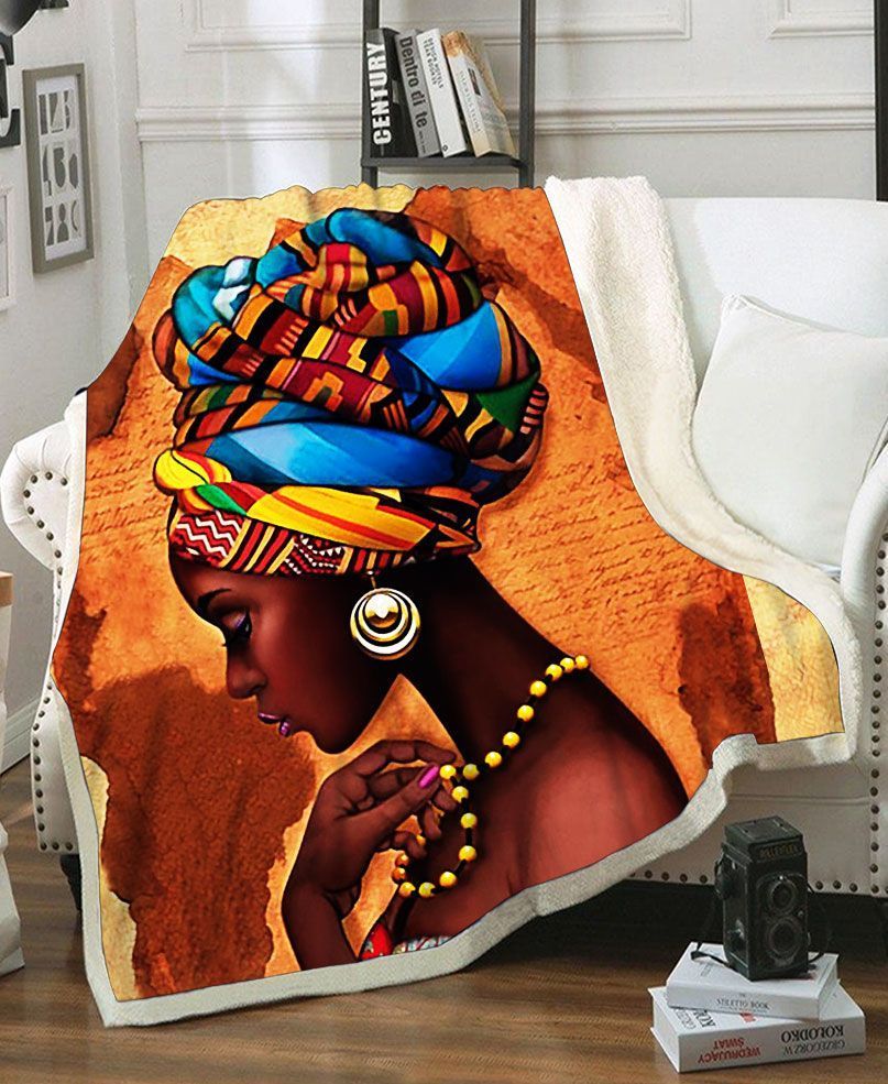Headwraps Black Woman Sherpa Fleece Blanket