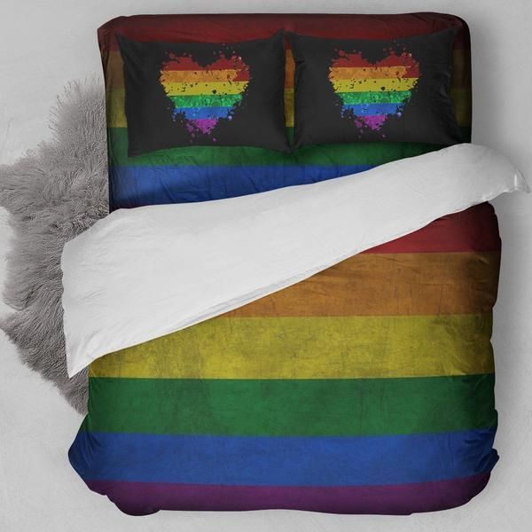 Heart And Rainbow Lgbt Pride Bedding Set