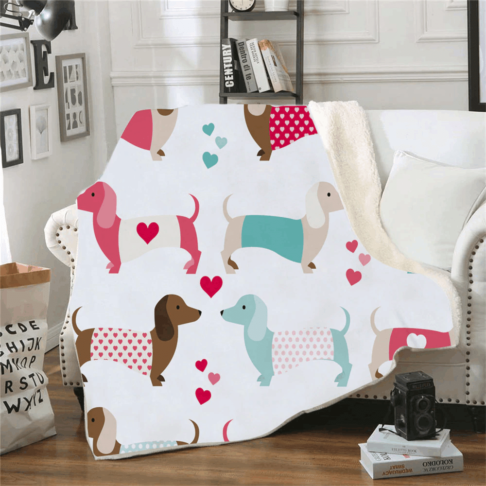 Heart Dachshund Sherpa Fleece Blanket