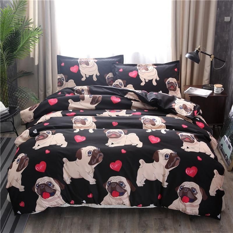 Heart Dog Love Pug Bedding Set