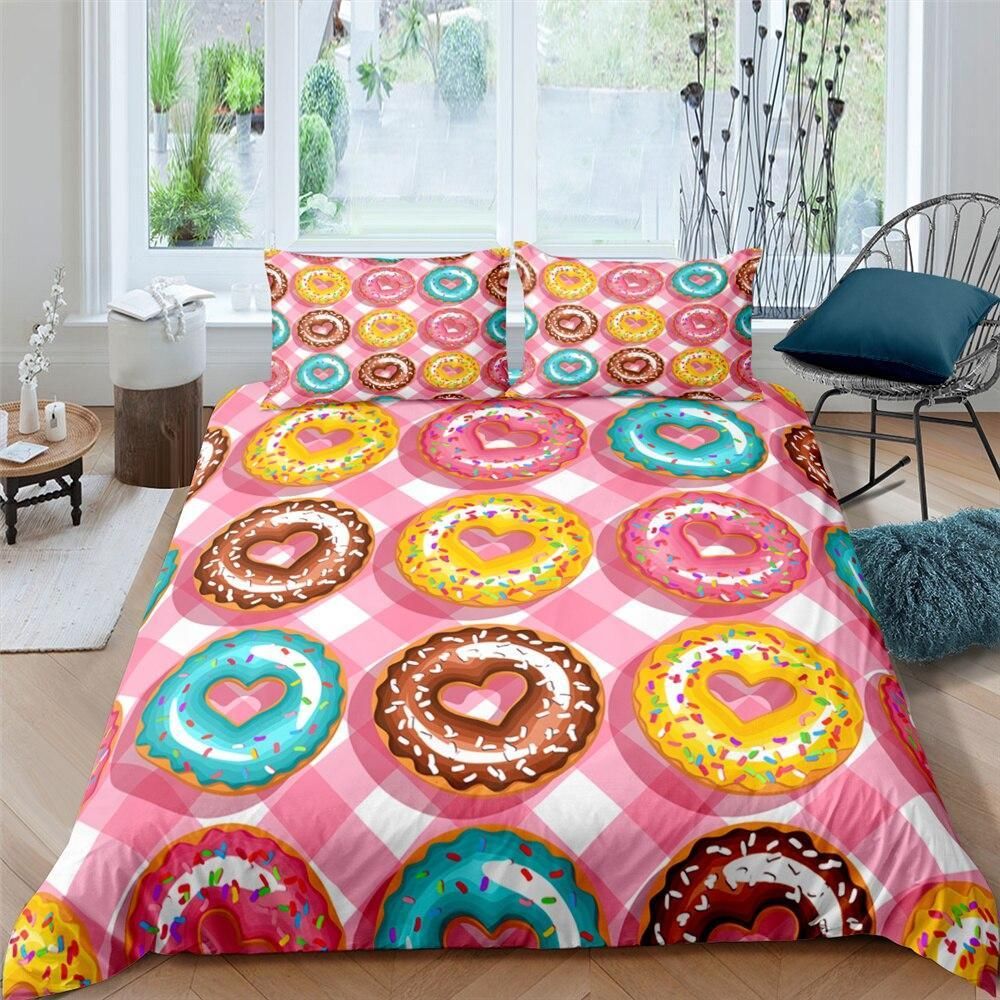 Heart Donuts Tablecloth Bedding Set