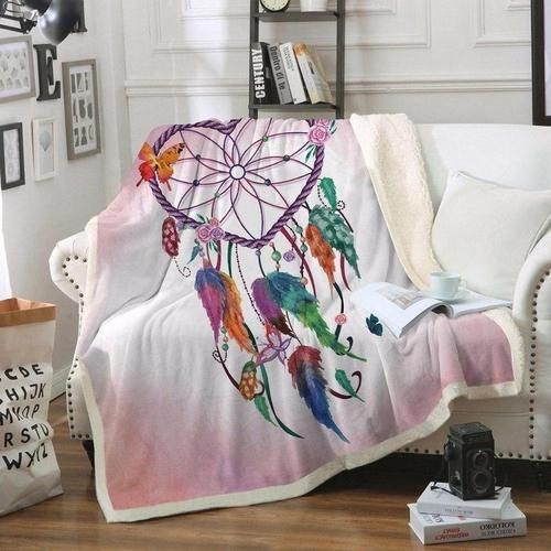 Heart DreamCatcher Sherpa Fleece Blanket