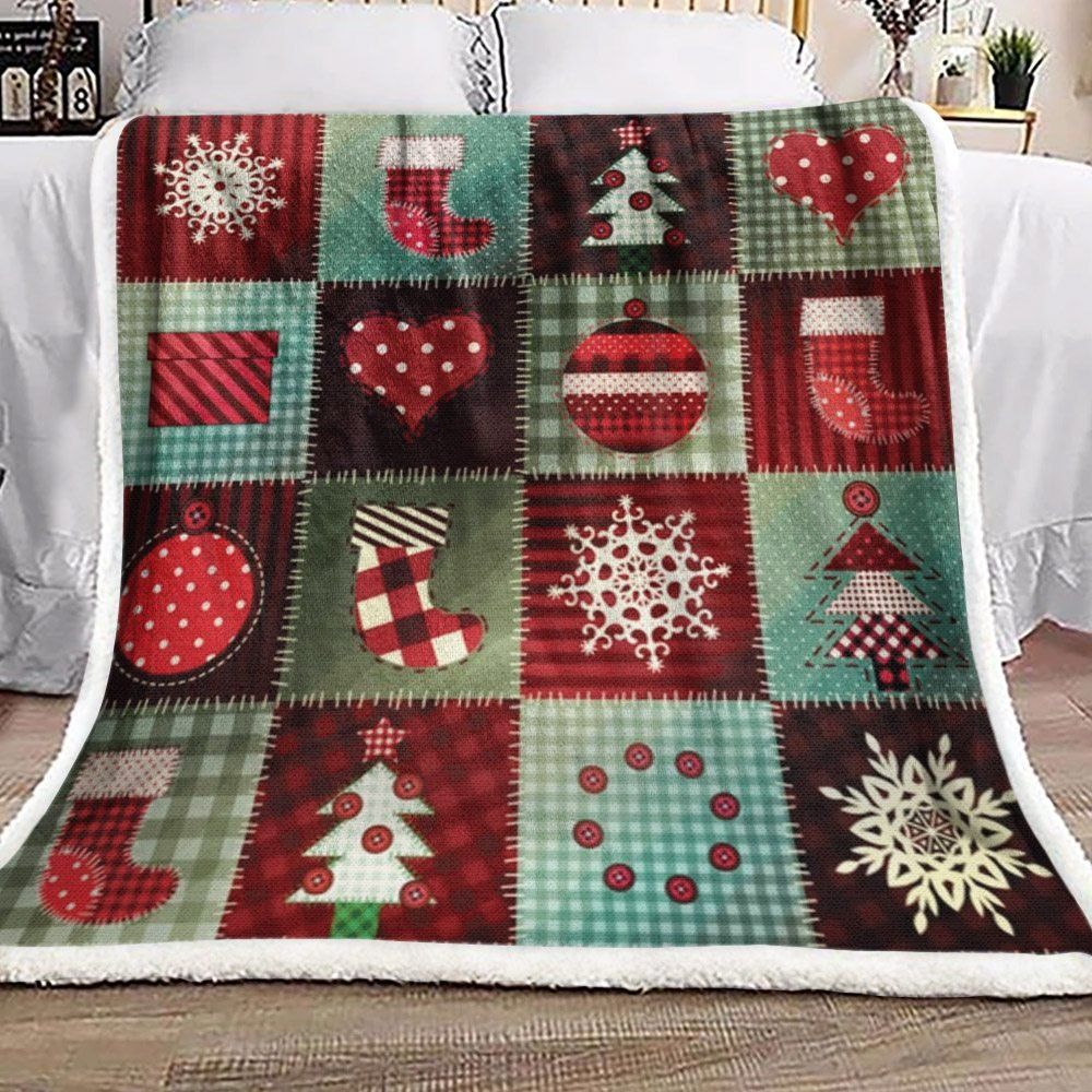 Heart Snowflake Christmas Sherpa Fleece Blanket