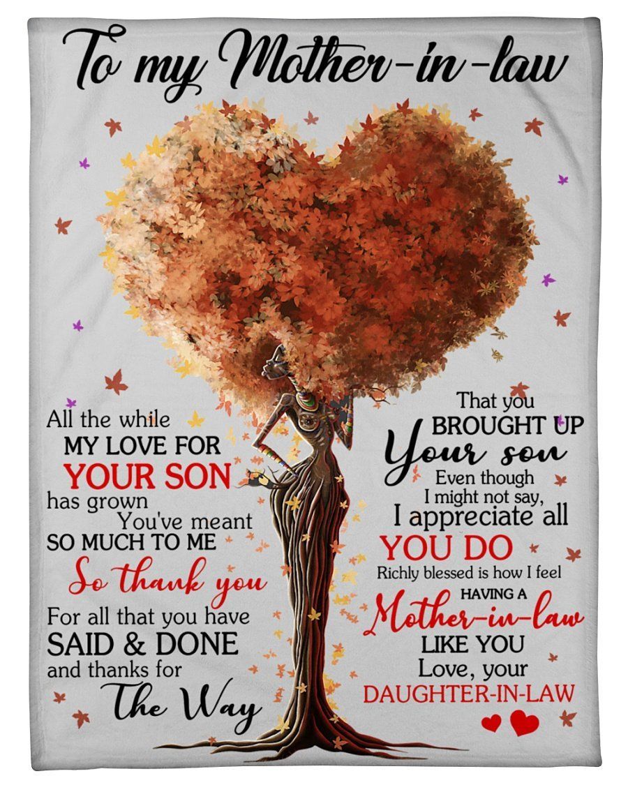 Heart Tree To My Mother In Law I Love You Fleece Blanket Fleece Blanket