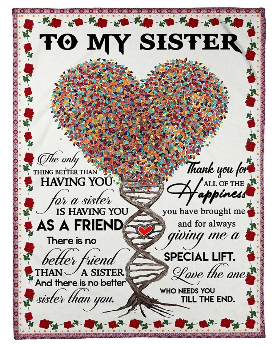 Hearts To My Sister With Love Custom Desgin For Family Fleece Blanket
