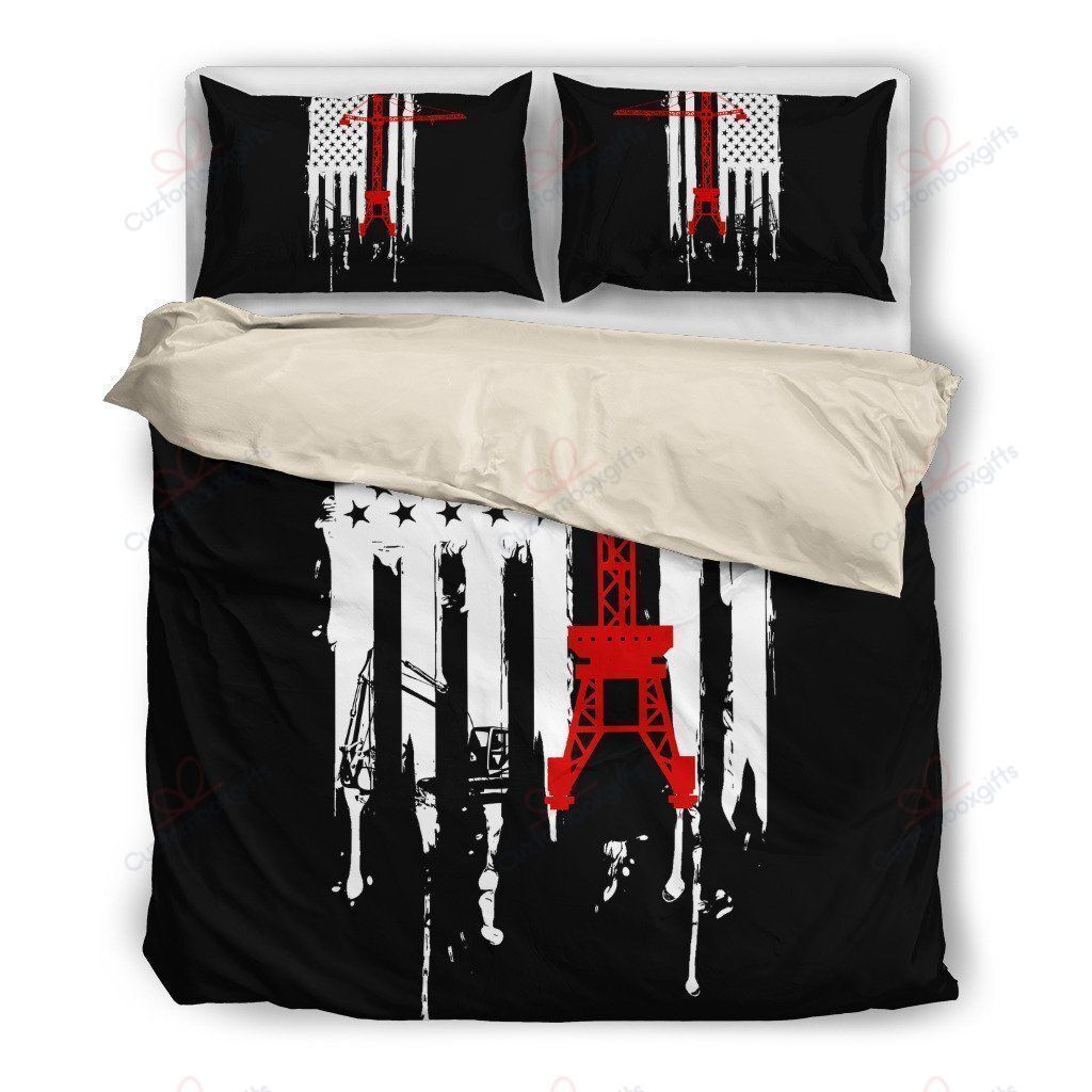 Heavy Equipment Operator Flag United State Bedding Set