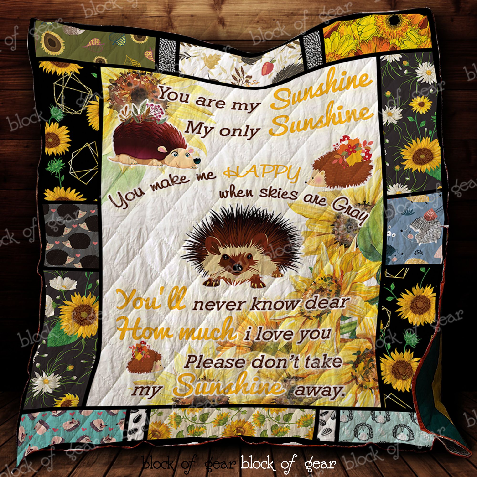 Hedgehog And Sunflower Quilt D345 Dhc11121426Dd