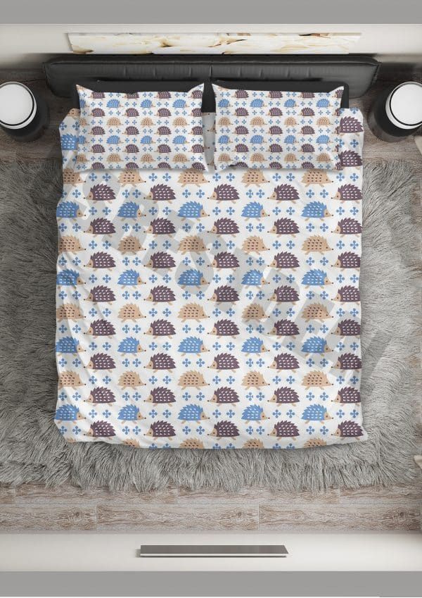 Hedgehog Brown And Blue Bedding Set