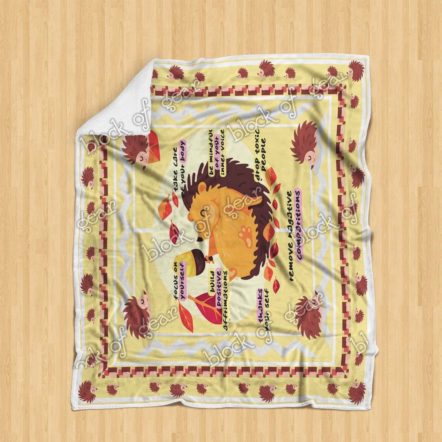 Hedgehog Sherpa Fleece Blanket
