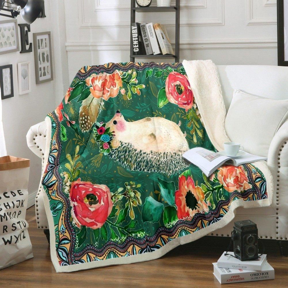 Hedgehog Sherpa Fleece Blanket