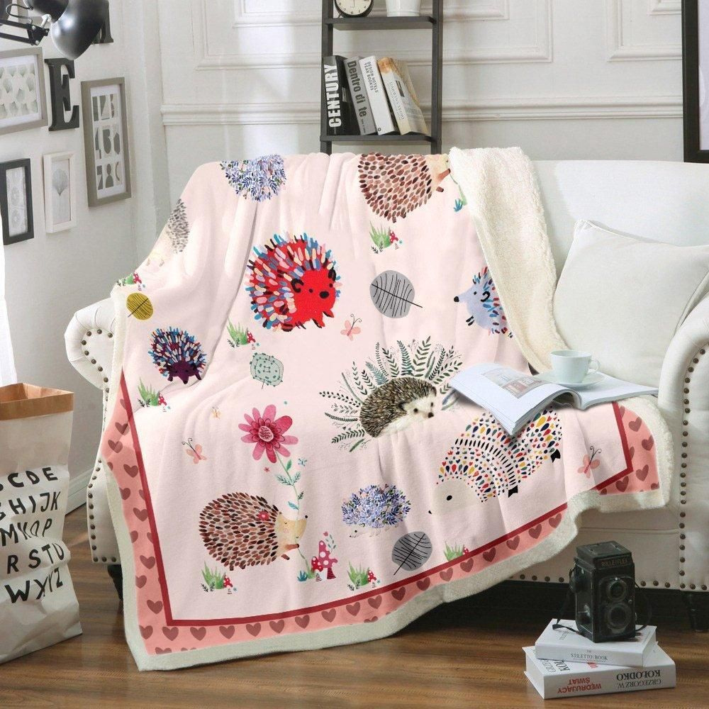 Hedgehog Sherpa Fleece Blanket