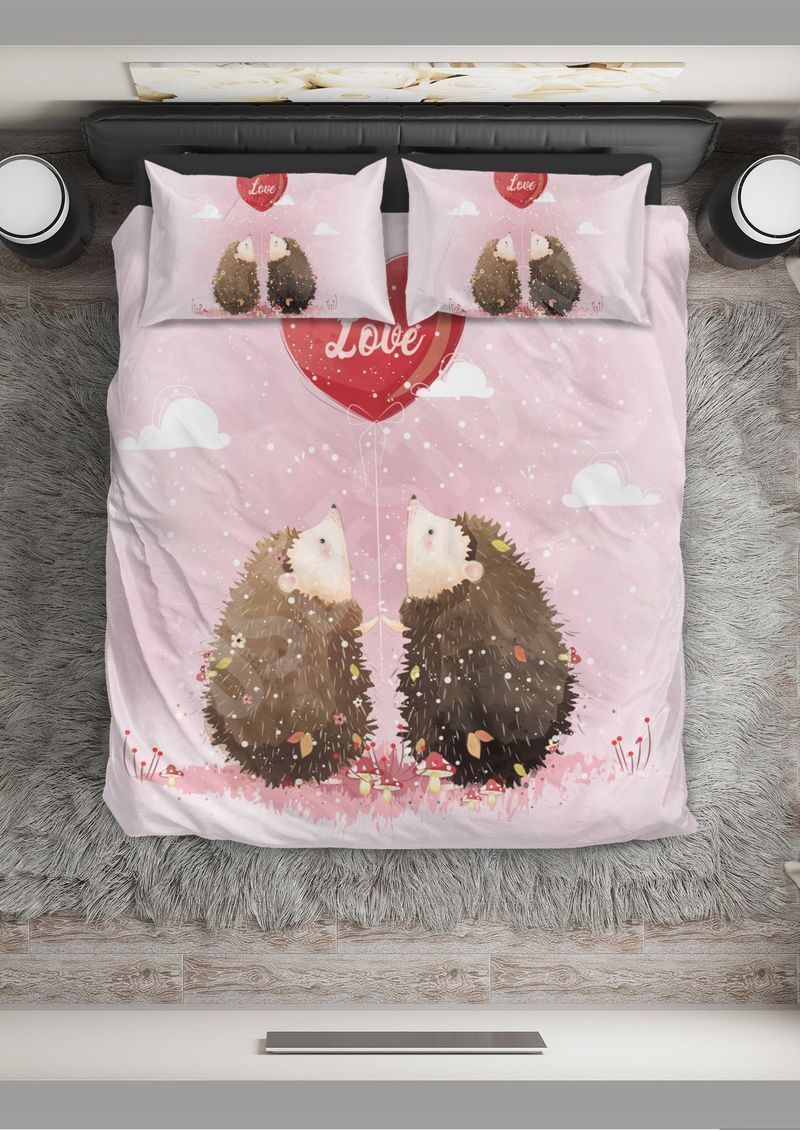 Hedgehog Couple Hedgehog Love Printed Bedding Set