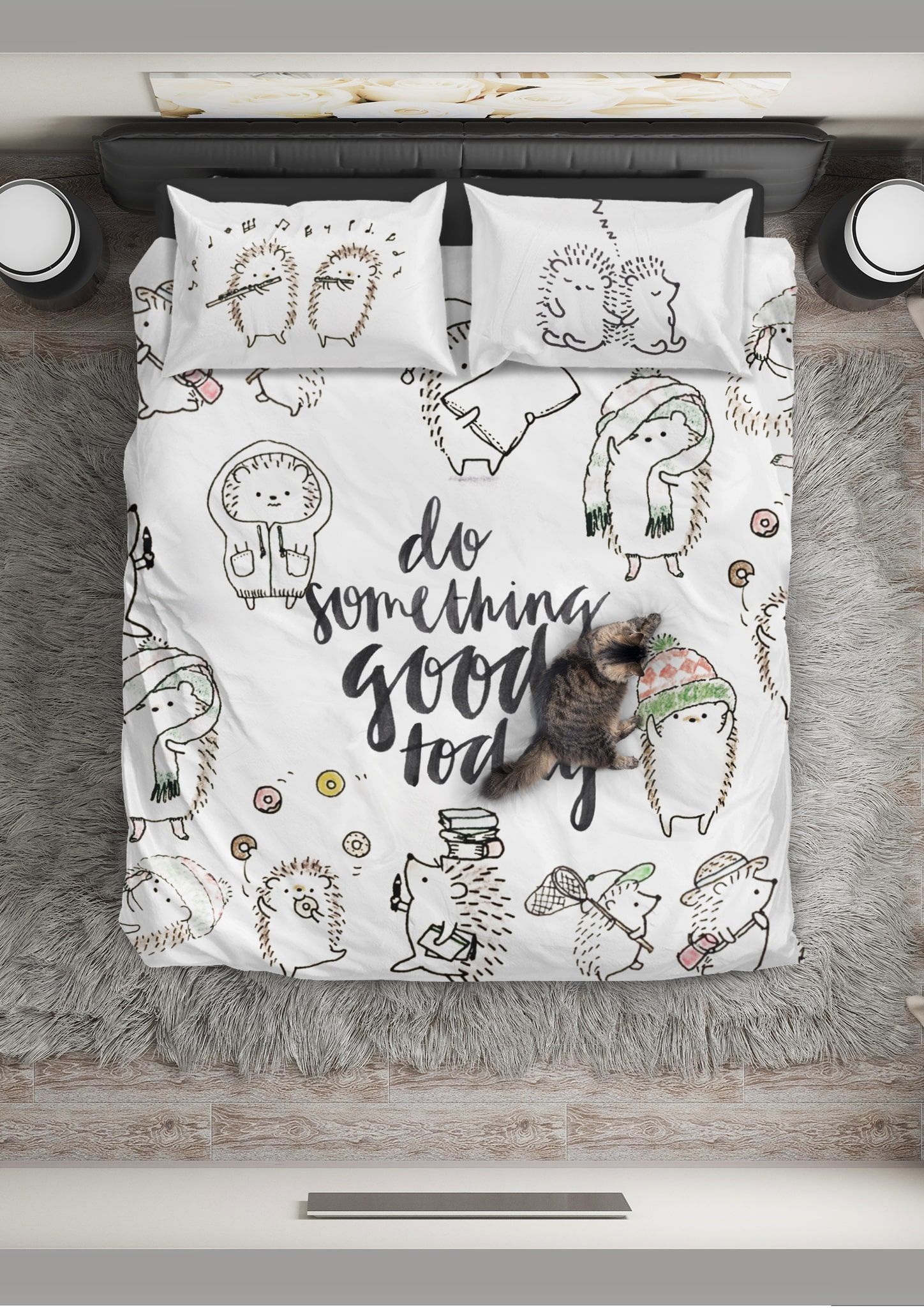 Hedgehog Do Something Good Today Bedding Set