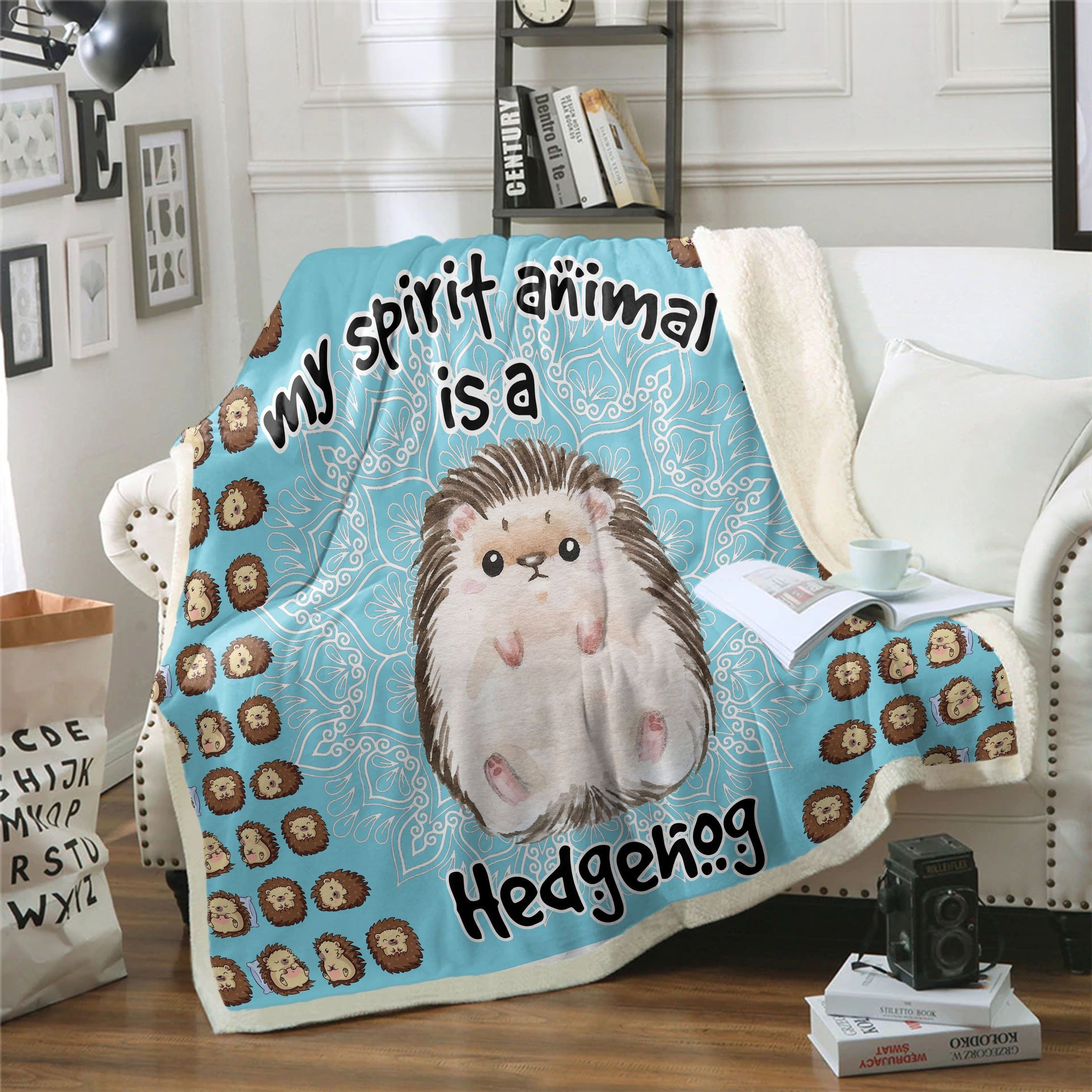 Hedgehog Is My Spirit Animal Sherpa Fleece Blanket