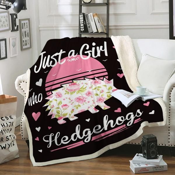 Hedgehog Just A Girl Sherpa Fleece Blanket
