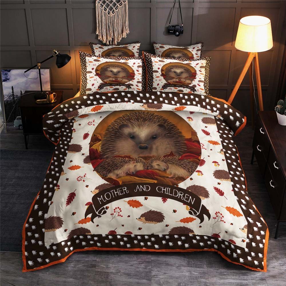 Hedgehog Mother And Children Bedding Set