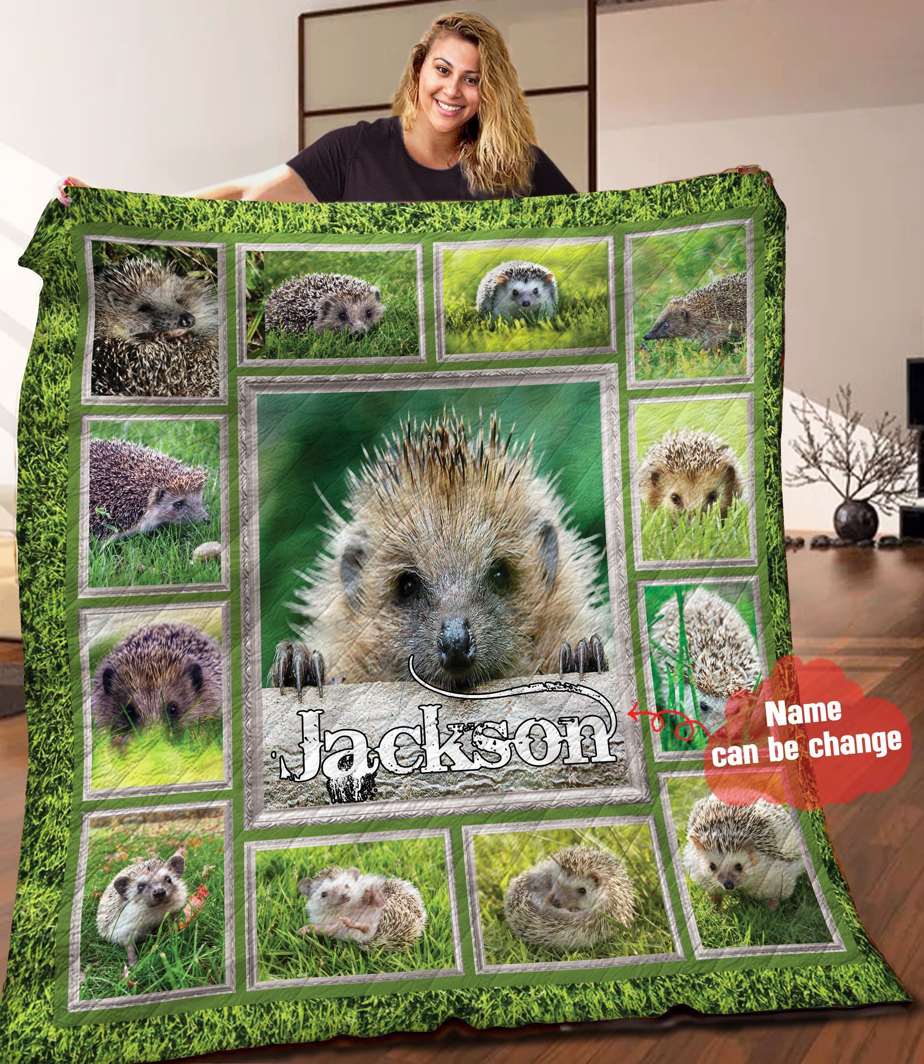 Hedgehog Personalized Quilt Blanket HHH120610NA