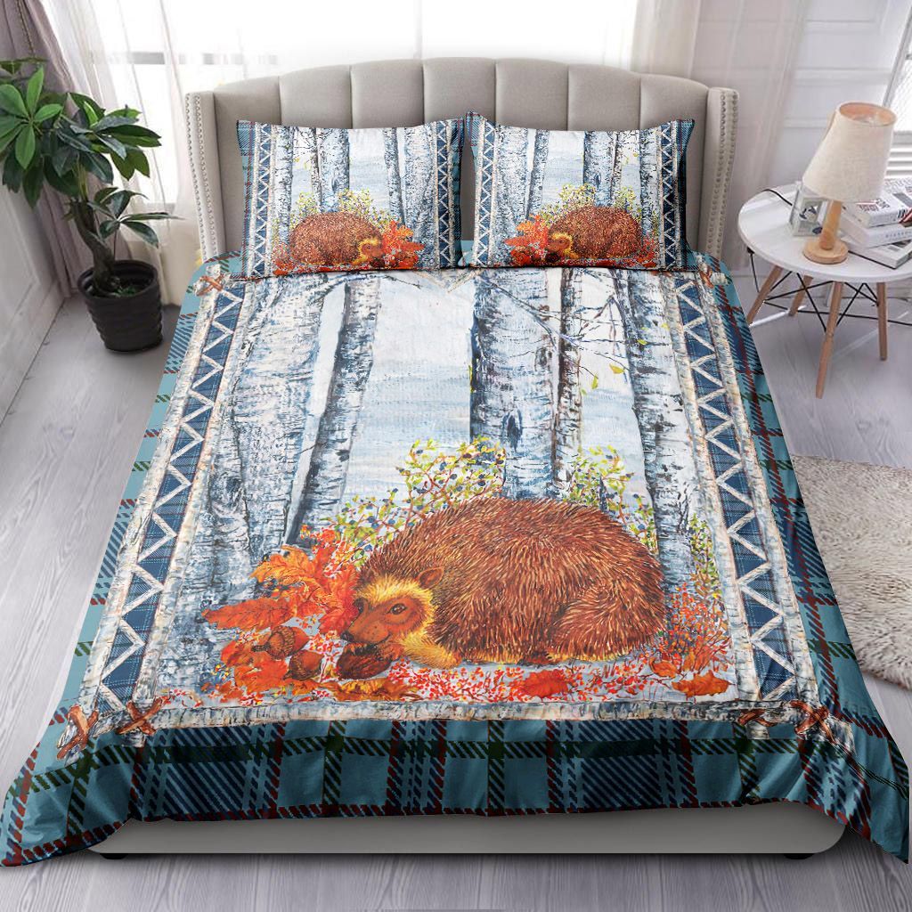 Hedgehog Plaid Bedding Set