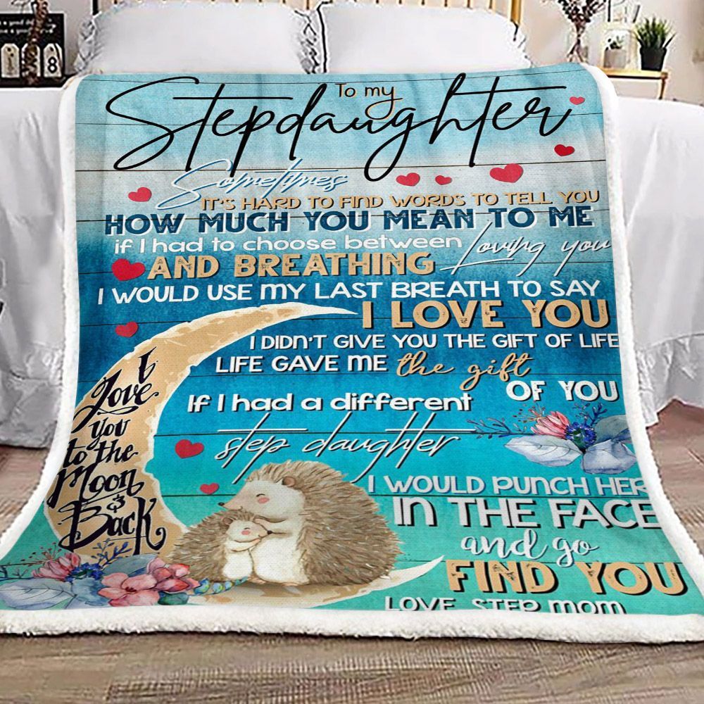Hedgehog To My Stepdaughter Step Mom Sherpa Fleece Blanket