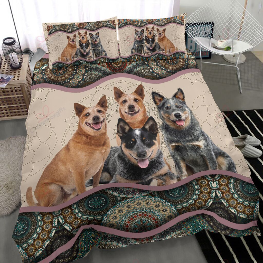 Heeler Dog Boho Pattern Bedding Set