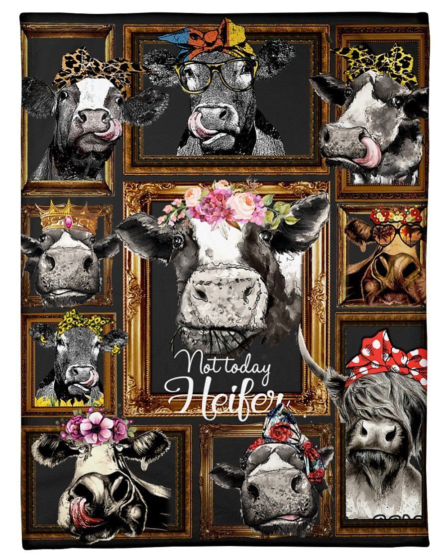 Heifer Not Today Cute Cows Blanket Fleece Blanket