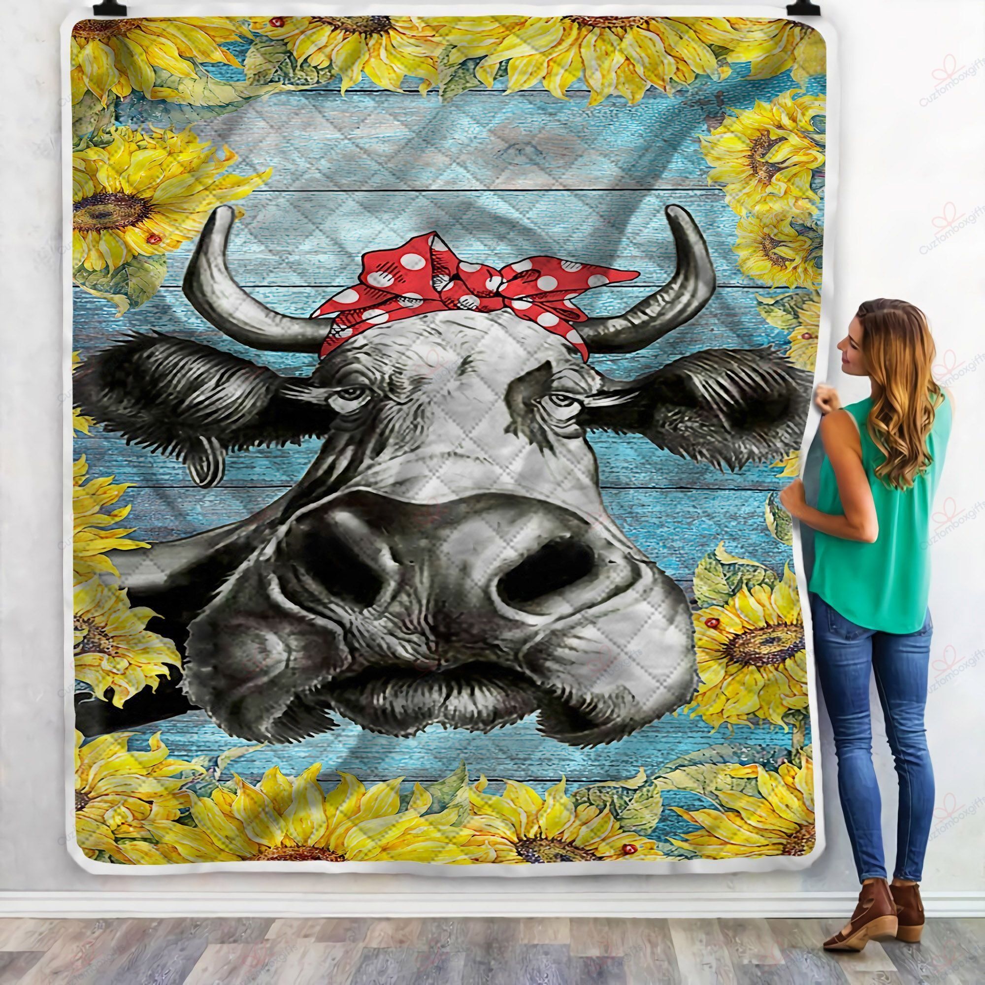 Heifer Sunflower Fleece Blanket