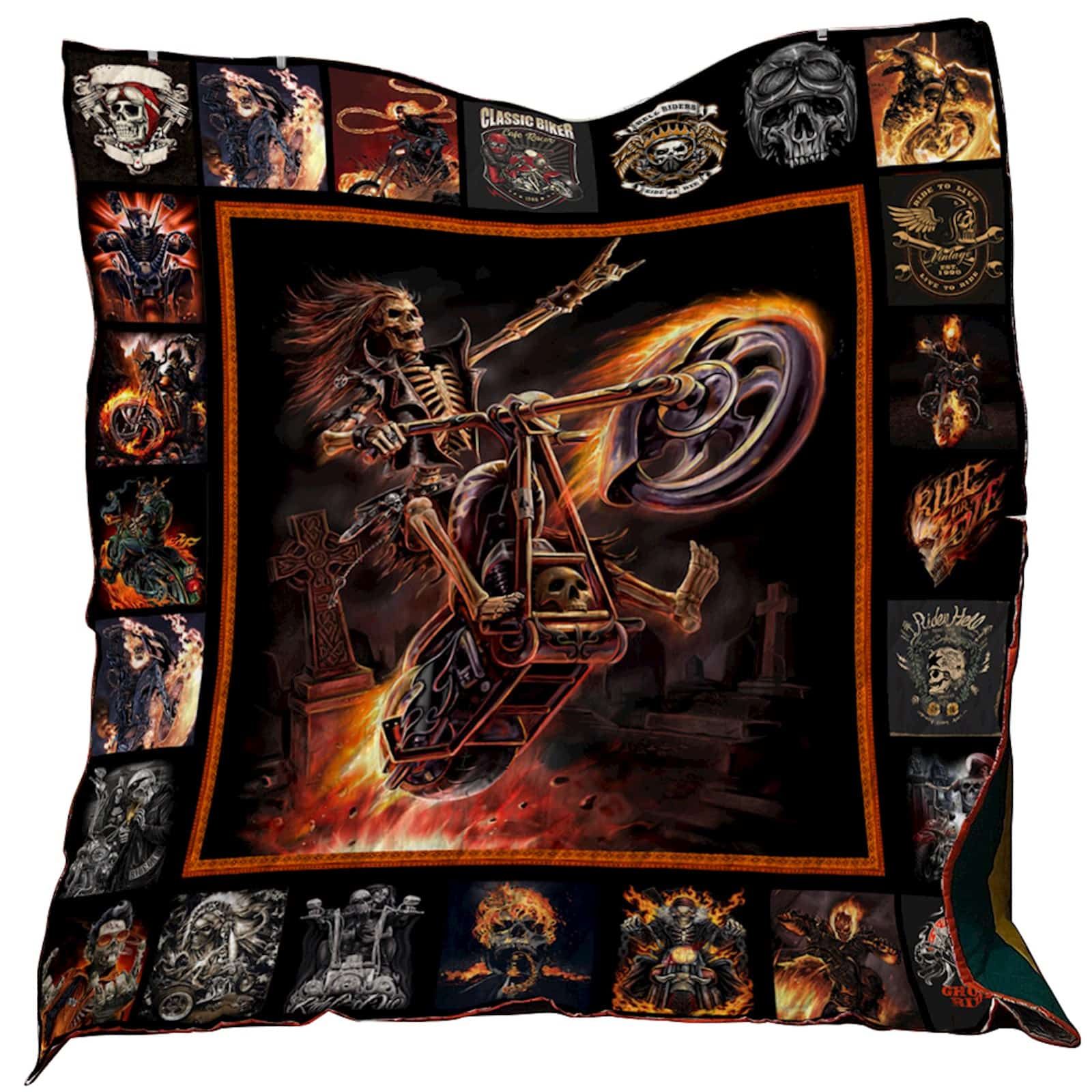 Hell Rider Motorcycles Washable Quilt Blanket 0401 03 Dhc1312417Dd