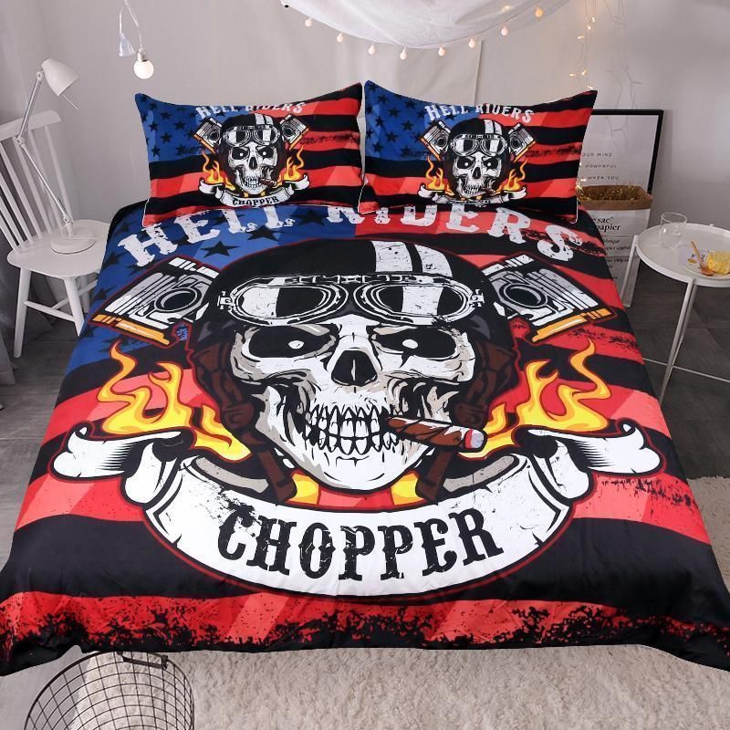 Hell Riders Fire Skull Bedding Set
