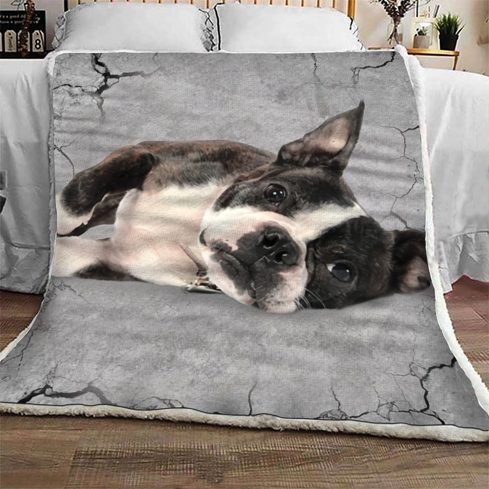 Hello Boston Terrier Sherpa Fleece Blanket