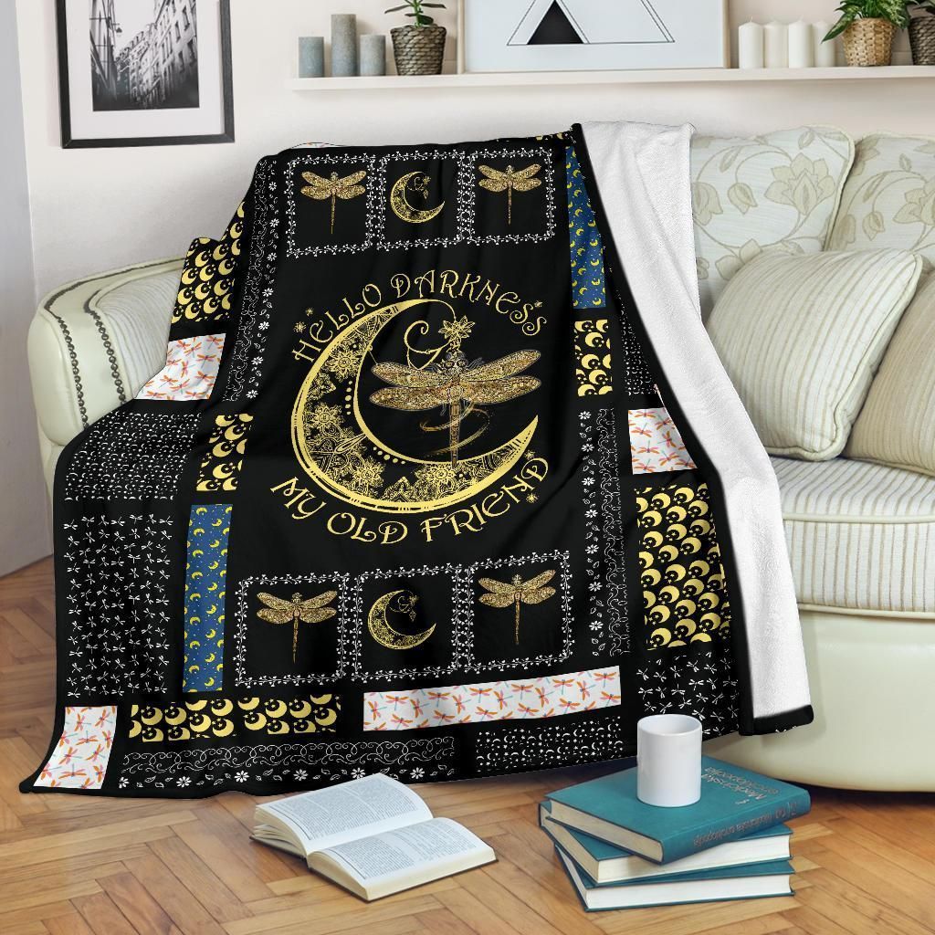 Hello Darkness My Old Friend Dragonfly Sherpa Fleece Blanket