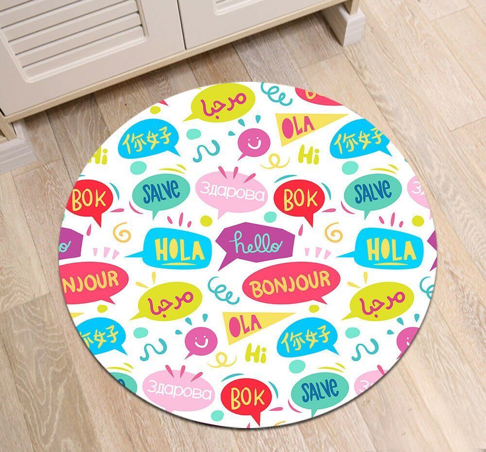 Hello In Difference Languages Round Carpet