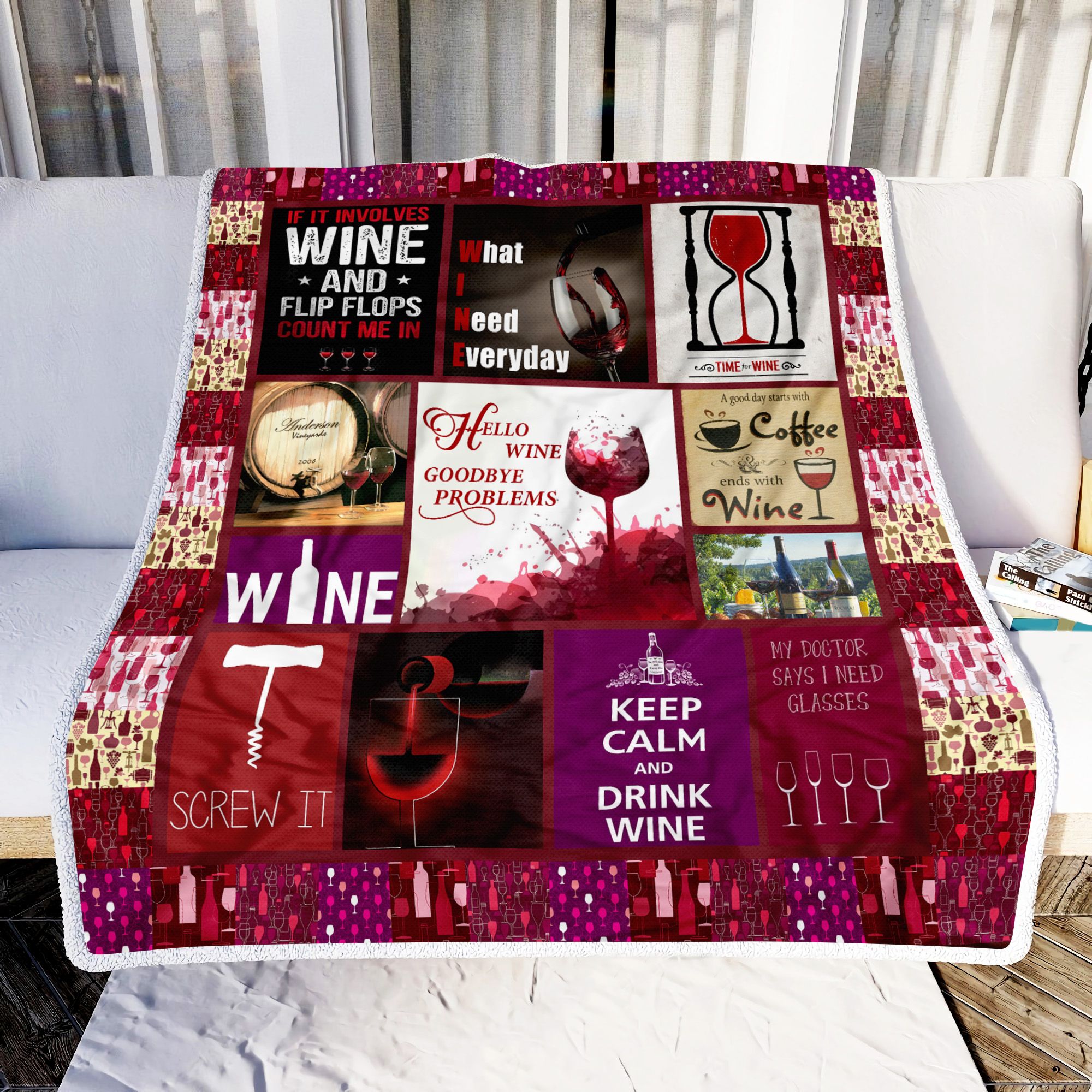 Hello Wine Goodbye Problems Fleece Blanket