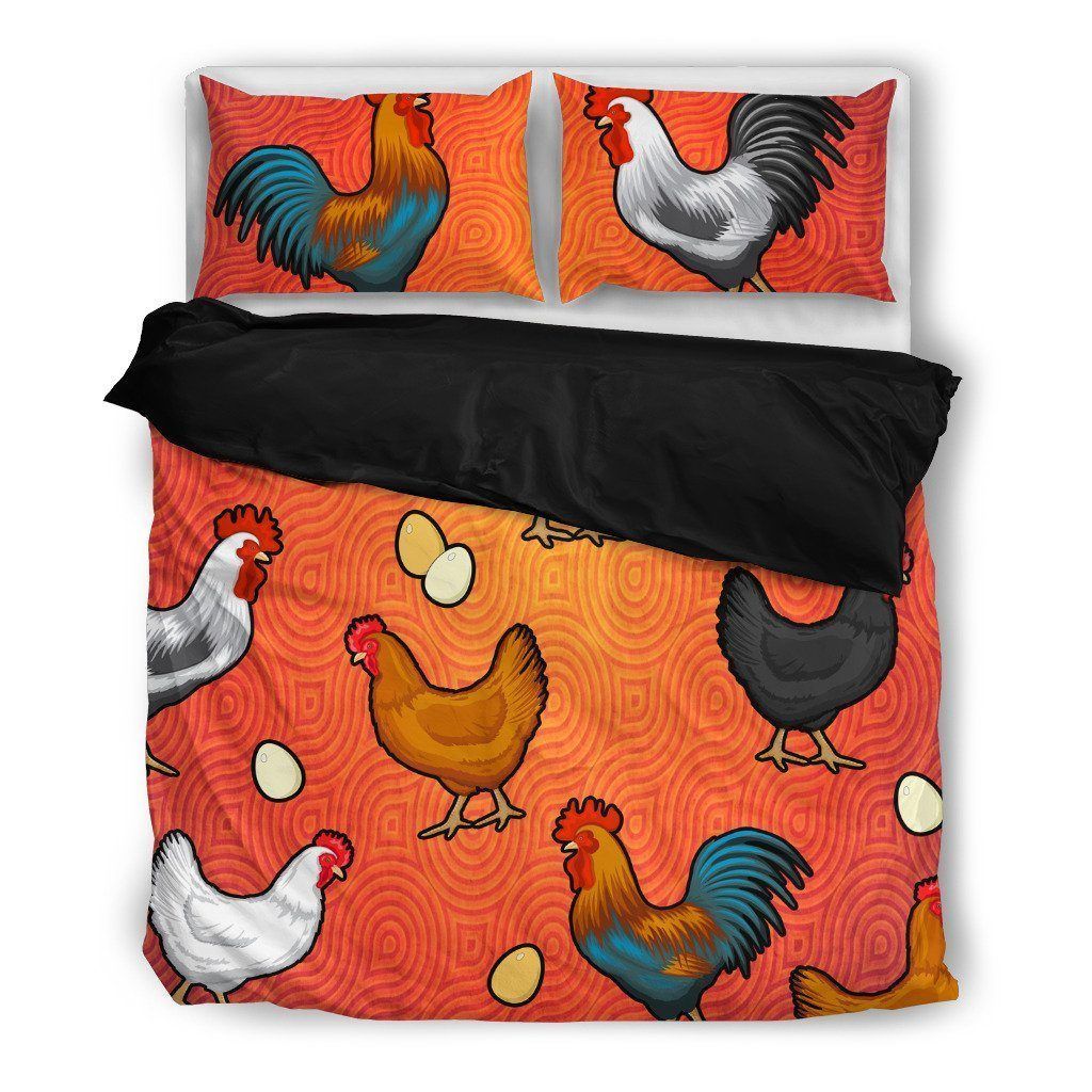 Hen And Roosters Farm Themed Bedding Set