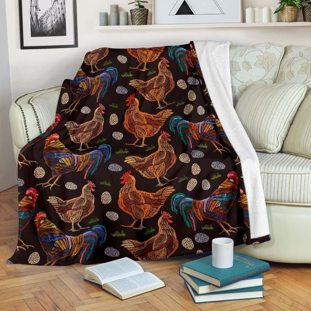 Hen Farm Chicken Eggs Sherpa Fleece Blanket