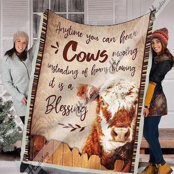 Hereford Cattle Sherpa Fleece Blanket