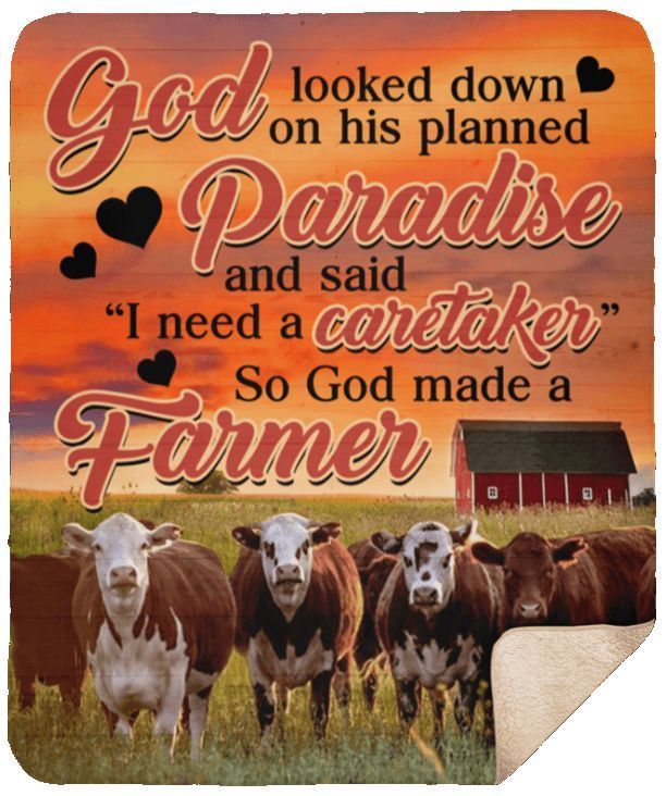 Hereford Cattle God Look Down On His Planed Paradise And Say I Need Caretaker Sherpa Fleece Blanket