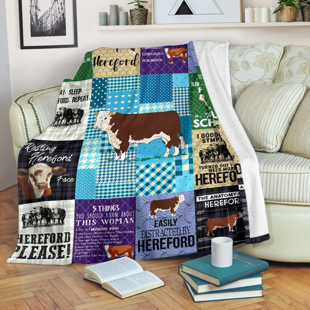 Hereford Cow Sherpa Fleece Blanket